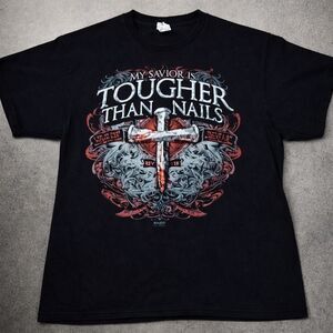 Y2K Kerusso Christian T-Shirt XL Black Cross Graphic Faith Tee